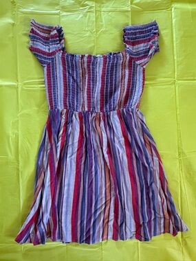 Striped Off-Shoulder Dress in Multi-Color